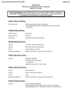 Lunar and Planetary Science XXXV[removed]program.pdf PROGRAM 35th Lunar and Planetary Science Conference