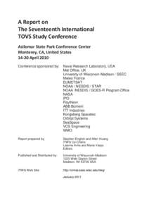 A Report on The Seventeenth International TOVS Study Conference Asilomar State Park Conference Center Monterey, CA, United States[removed]April 2010