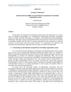 This paper is a pre-print version presented at the ISKO UK 2009 conference, 22-23 June, prior to peer review and editing. For published proceedings see special issue of Aslib Proceedings journal. ISKO UK “Content Archi