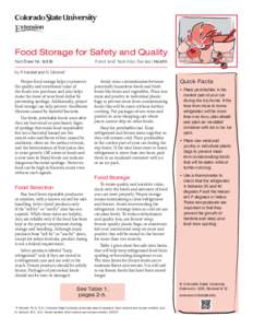 Food Storage for Safety and Quality