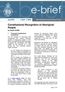 July[removed]e-brief[removed]Constitutional Recognition of Aboriginal People