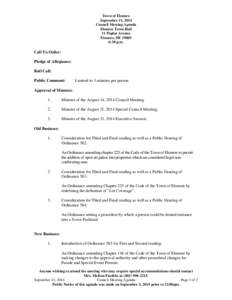 Town of Elsmere September 11, 2014 Council Meeting Agenda Elsmere Town Hall 11 Poplar Avenue Elsmere, DE 19805