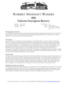 1984 Cabernet Sauvignon Reserve Appellation: Total Acid: Final pH: