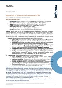 Generally Accepted Accounting Principles / Informa / Profit / Earnings before interest /  taxes /  depreciation /  and amortization / Organic growth / Mergers and acquisitions / Income tax in the United States / Income statement / Finance