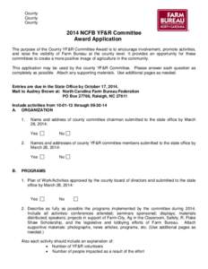 County County County 2014 NCFB YF&R Committee Award Application