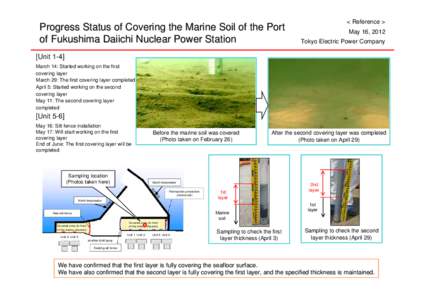 Progress Status of Covering the Marine Soil of the Port of Fukushima Daiichi Nuclear Power Station < Reference > May 16, 2012 Tokyo Electric Power Company