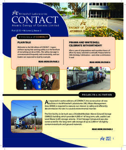 Fall 2013 • Volume 2, Issue 2  In this issue of CONTACT PLAIN TALK Welcome to the fall edition of CONTACT. It goes