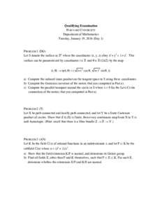 Qualifying Examination HARVARD UNIVERSITY Department of Mathematics Tuesday, January 19, 2016 (Day 1)  PROBLEM 1 (DG)