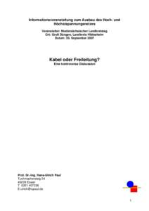 Kabel oder Freileitung - eine kontroverse Diskussion