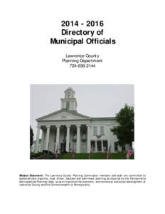[removed]Directory of Municipal Officials Lawrence County Planning Department[removed]
