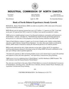INDUSTRIAL COMMISSION OF NORTH DAKOTA John Hoeven Wayne Stenehjem  Doug Goehring