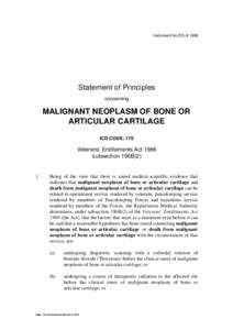 Instrument No.235 of[removed]Statement of Principles concerning  MALIGNANT NEOPLASM OF BONE OR