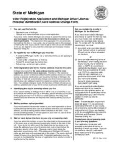 Voter Registration Application and Michigan Driver License/Personal Identification Card Address Change Form