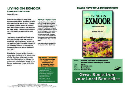 LIVING ON EXMOOR  HALSGROVE TITLE INFORMATION COMMEMORATIVE EDITION