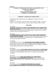 EUROPEAN FEDERATION OF CLINICAL CHEMISTRY AND LABORATORY MEDICINE Acronym : EFLM International Non-Profit Association Coudenberg, 70 in 1000 Brussels