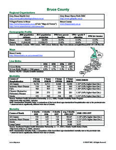 Bruce County Regional Organizations Grey Bruce Health Unit http://www.publichealthgreybruce.on.ca/  Grey Bruce Huron Perth DHC