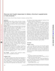 Glucose and insulin responses to dietary chromium supplements: a meta-analysis1–3 Michelle D Althuis, Nicole E Jordan, Elizabeth A Ludington, and Janet T Wittes