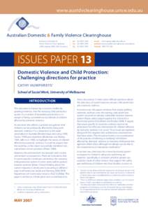 www.austdvclearinghouse.unsw.edu.au  Australian Domestic & Family Violence Clearinghouse Australian Domestic & Family Violence Clearinghouse UNSW Sydney NSW 2052 Australia