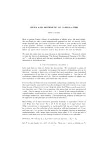 ORDER AND ARITHMETIC OF CARDINALITIES PETE L. CLARK Here we pursue Cantor’s theory of cardinalities of inﬁnite sets a bit more deeply. We also begin to take a more sophisticated approach in that we identify which res