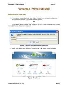 Vimsmail / Vimswebmail  WONESTY Vimsmail / Vimsweb Mail Instruction for new user