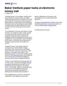 Baker Institute paper looks at electronic money trail