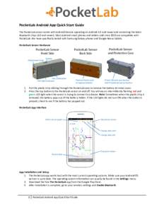 PocketLab Android App Quick Start Guide The PocketLab sensor works with Android devices operating on Android 4.3 and newer and containing the latest Bluetooth chips (4.0 and newer). Most Android smart phones and tablets 