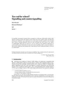 Too cool for school? Signaling and Countersignaling - Nick Feltovich, Rick Harbaugh, and Ted To