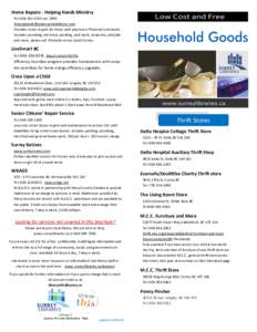 Low Cost and Free Household Goods