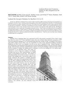 Landmarks Preservation Commission October 29, 2002, Designation List 340 LP-2118