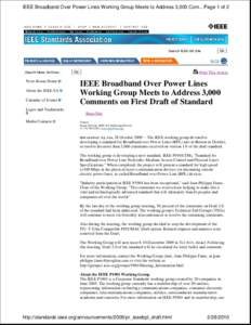 IEEE Broadband Over Power Lines Working Group Meets to Address 3,000 Com... Page 1 of 2  Go Search IEEE-SA Site