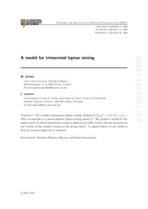 Published by Institute of Physics Publishing for SISSA Received: September 9, 2008 Accepted: September 15, 2008 Published: September 22, 2008  W. Grimus