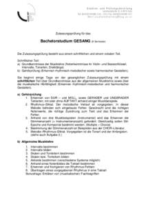 Studien- und Prüfungsabteilung Leonhardstraße 15, A-8010 Graz Tel: [removed]1310, -1313, Fax: [removed]1311 Mail:[removed]  Zulassungsprüfung für das