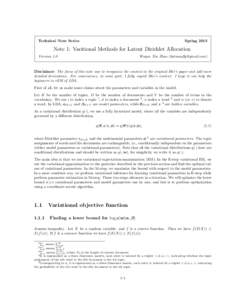 Technical Note Series  Spring 2013 Note 1: Varitional Methods for Latent Dirichlet Allocation Version 1.0