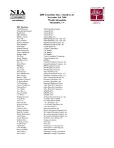2008 Committee Days Attendee List