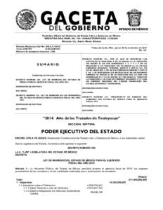 .  Periódico Oficial del Gobierno del Estado Libre y Soberano de México REGISTRO DGC NUM[removed]CARACTERISTICAS[removed]Director: Lic. Aarón Navas Alvarez Mariano Matamoros Sur No. 308 C.P[removed]