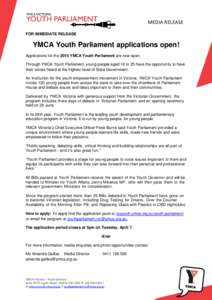 YMCA Youth Parliament applications open
