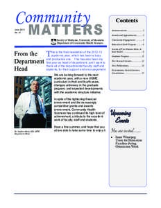 Community June 2013 No. 47 MATTERS Faculty of Medicine, University of Manitoba