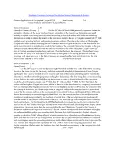 Southern Campaign American Revolution Pension Statements & Rosters Pension Application of Christopher Cooper R2298 Jane Cooper Transcribed and annotated by C. Leon Harris  VA