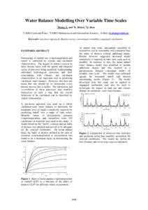 Water Balance Modelling Over Variable Time Scales