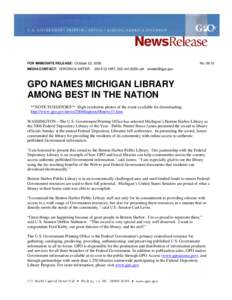 Microsoft Word - MICHIGAN LIBRARY NAMED THE BEST IN THE NATION BY GPO.doc