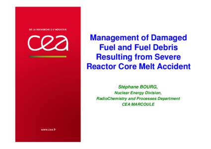 Management of Damaged Fuel and Fuel Debris Resulting from Severe Reactor Core Melt Accident Stéphane BOURG, Nuclear Energy Division,