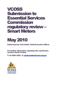 VCOSS Submission to Essential Services Commission regulatory review – Smart Meters