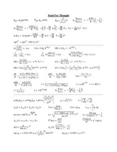 Food For Thought Kp = KcRT∆ng KP(T2) ln K = P(T1)