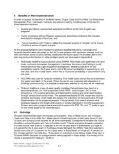 6  Benefits of Plan Implementation In order to assess the benefits of the Belle Haven, Dogue Creek and Four Mile Run Watershed Management Plan, hydrologic, hydraulic and pollutant loading modeling was conducted for