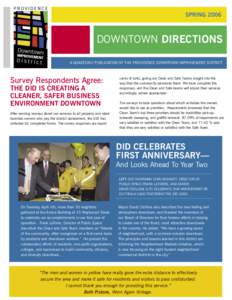 SPRING[removed]DOWNTOWN DIRECTIONS A QUARTERLY PUBLICATION OF THE PROVIDENCE DOWNTOWN IMPROVEMENT DISTRICT  Survey Respondents Agree: