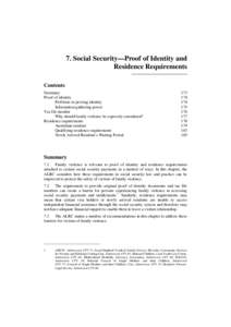 7. Social Security—Proof of Identity and Residence Requirements Contents Summary Proof of identity Problems in proving identity