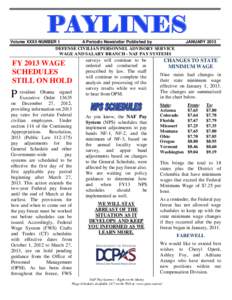 PAYLINES Volume XXXII NUMBER 1 A Periodic Newsletter Published by  JANUARY 2013