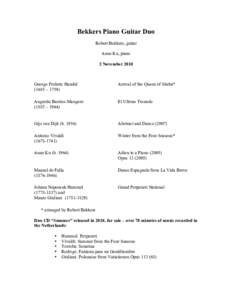 Classical music / Music / Concerto / Mauro Giuliani / The Four Seasons / Manuel de Falla / Potpourri / Queen of Sheba