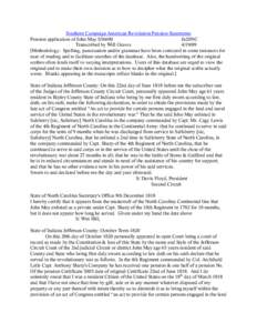 Southern Campaign American Revolution Pension Statements Pension application of John May S36690 fn20NC Transcribed by Will Graves[removed]Methodology: Spelling, punctuation and/or grammar have been corrected in some ins