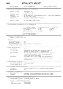 PENTEL ISSUE NUMBER MATERIAL SAFETY DATA SHEET : W1-BLN105001-01-E